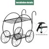 Paint With Handle Cart Shape 2 Layer Plant Stand Black - Black