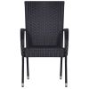 Stackable Patio Chairs 2 pcs Poly Rattan Black - Black