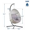 Large Hanging Egg Chair with Metal Stand and UV Resistant Cushion Hammock Chairs with C-Stand for Outdoor Indoor - Grey