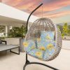 Egg Chair Cushion Hanging Basket Seat Cushion Thicken Soft Egg Swing Chair Pad Hanging Egg Chair Cushion with Headrest - Blue_YellowLeaf