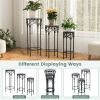 Decorative Flower Display Holder with Ceramic Top for Patio - Black