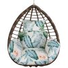 Egg Chair Cushion Hanging Basket Seat Cushion Thicken Soft Egg Swing Chair Pad Hanging Egg Chair Cushion with Headrest - Beige_BlueLeaf