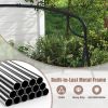 Patio Metal Swing Stand with Double Side Bars and 2-Ring Design - Black
