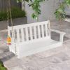 54 Inch HDPE Patio Porch Swing with Cup Holder - White
