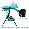 3 Seat Outdoor Patio Canopy Swing with Cushioned Steel Frame - Blue