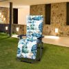 67x22in Chaise Lounger Cushion Recliner Rocking Chair Sofa Mat Deck Chair Cushion - White_BlueLeaf