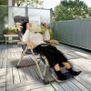 67x22in Chaise Lounger Cushion Recliner Rocking Chair Sofa Mat Deck Chair Cushion - Grey_YellowLeaf