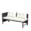 Outdoor patio Furniture sets 3 piece Conversation set wicker Ratten Sectional Sofa With Seat Cushions(Beige Cushion) - as Pic