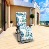 67x22in Chaise Lounger Cushion Recliner Rocking Chair Sofa Mat Deck Chair Cushion - White_BlueLeaf