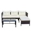 Outdoor patio Furniture sets 3 piece Conversation set wicker Ratten Sectional Sofa With Seat Cushions(Beige Cushion) - as Pic