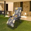 67x22in Chaise Lounger Cushion Recliner Rocking Chair Sofa Mat Deck Chair Cushion - Grey_YellowLeaf