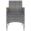 7 Piece Patio Dining Set with Cushions Poly Rattan and Glass - Gray