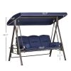 Outdoor Patio Swing Chair (Swiship ship)( Prohibited by WalMart ) - Brown Frame, Dark Blue Cushions