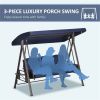 Outdoor Patio Swing Chair (Swiship ship)( Prohibited by WalMart ) - Brown Frame, Dark Blue Cushions