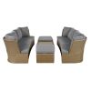 U_Style Customizable Outdoor Patio Furniture Set, Wicker Furniture Sofa Set with Thick Cushions, Suitable for Backyard, Porch. - as Pic