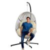 Large Hanging Egg Chair with Metal Stand and UV Resistant Cushion Hammock Chairs with C-Stand for Outdoor Indoor - Beige