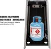 Outdoor Patio Heater, Pyramid Standing Gas LP Propane Heater With Wheels 89 Inches Tall 42000 BTU For Commercial Courtyard (Silver) - KM3768