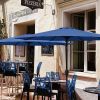 Simple Deluxe 9ft Outdoor Market Table Patio Umbrella with Button Tilt, Crank and 8 Sturdy Ribs for Garden, Blue - as Pic