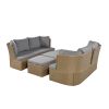 U_Style Customizable Outdoor Patio Furniture Set, Wicker Furniture Sofa Set with Thick Cushions, Suitable for Backyard, Porch. - as Pic