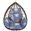 Egg Chair Cushion Hanging Basket Seat Cushion Thicken Soft Egg Swing Chair Pad Hanging Egg Chair Cushion with Headrest - Blue_BeigeLeaf