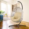 Large Hanging Egg Chair with Metal Stand and UV Resistant Cushion Hammock Chairs with C-Stand for Outdoor Indoor - Beige