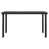 5 Piece Patio Dining Set with Cushions Poly Rattan and Glass - Black