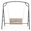 Patio Metal Swing Stand with Double Side Bars and 2-Ring Design - Black