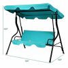 3 Seat Outdoor Patio Canopy Swing with Cushioned Steel Frame - Blue