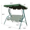 3 Seat Outdoor Patio Canopy Swing with Cushioned Steel Frame - Green