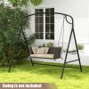 Patio Metal Swing Stand with Double Side Bars and 2-Ring Design - Black