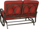 Patio Swing Glider Bench Outdoor Cushioed 2 Person Rocking Chair Garden Loveseat;  Brick Red - Red