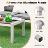 Modern Rectangular Patio Coffee Table with Plastic Wood Tabletop and Rustproof Aluminum Frame - Gray