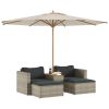 5 Piece Patio Sofa Set with Cushions Gray Poly Rattan Acacia - Gray