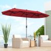 13 Feet Double-Sided Patio Twin Table Umbrella with Crank Handle - Wine