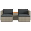 5 Piece Patio Sofa Set with Cushions Gray Poly Rattan Acacia - Gray