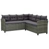 6 Piece Patio Lounge Set with Cushions Poly Rattan Gray - Grey