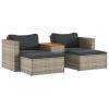 5 Piece Patio Sofa Set with Cushions Gray Poly Rattan Acacia - Gray