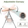 Bosonshop 3 Person Outdoor Porch Patio Swing Chair with Stand and Waterproof Canopy All Weather Resistant Swing Bench;  Beige - KM3450