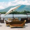 Simple Deluxe 9ft Outdoor Market Table Patio Umbrella with Button Tilt, Crank and 8 Sturdy Ribs for Garden, Beige - as Pic
