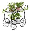 Paint With Handle Cart Shape 2 Layer Plant Stand Black - Black