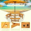 6-Person Circular Outdoor Wooden Picnic Table for Patio, Backyard, Garden, DIY w/ 3 Built-in Benches, 1720lb Capacity - Natural - as Pic