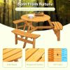 6-Person Circular Outdoor Wooden Picnic Table for Patio, Backyard, Garden, DIY w/ 3 Built-in Benches, 1720lb Capacity - Natural - as Pic