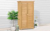 TOPMAX Wooden Garden Shed 3-tier Patio Storage Cabinet Outdoor Organizer Wooden Lockers with Fir Wood (Natural Wood Color -Shutter Design) - as Pic
