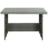 6 Piece Patio Lounge Set with Cushions Poly Rattan Gray - Grey