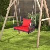 Patio Rattan Porch Swing Hammock Chair with Seat Cushion - Red