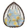 Egg Chair Cushion Hanging Basket Seat Cushion Thicken Soft Egg Swing Chair Pad Hanging Egg Chair Cushion with Headrest - Blue_YellowLeaf
