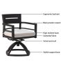 Outdoor Patio Aluminum Swivel Rocker 2PCS with Outdoor-grade Sunbrella Fabric Cushions, Ember Black - as Pic