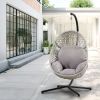 Large Hanging Egg Chair with Metal Stand and UV Resistant Cushion Hammock Chairs with C-Stand for Outdoor Indoor - Grey