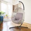 Large Hanging Egg Chair with Metal Stand and UV Resistant Cushion Hammock Chairs with C-Stand for Outdoor Indoor - Grey