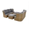 U_Style Customizable Outdoor Patio Furniture Set, Wicker Furniture Sofa Set with Thick Cushions, Suitable for Backyard, Porch. - as Pic